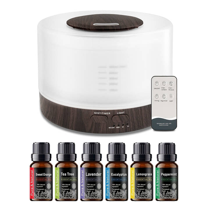 500ml Large Essential Oil Diffuser With Humidifier, Timer, And 7 Lights - Including 6 Types Of Home, Office, And Yoga Oils - Aromatherapy Ultrasonic Diffuser — view 3