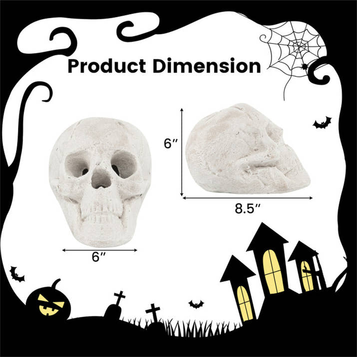 Halloween Fire Pit Skull Beige Ceramic Fibre Fireproof Imitated Human Skull Decor For Fireplace Bonfire Haunted House---Unavailable Platform-AMAZON&TikTok&Temu — view 3