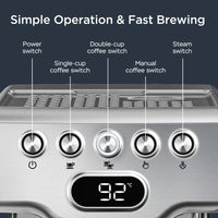 Geek Chef 20-Bar Espresso Machine with Milk Frother – 1.8 L Water Tank, Stainless Steel, Home Cappuccino & Latte Maker