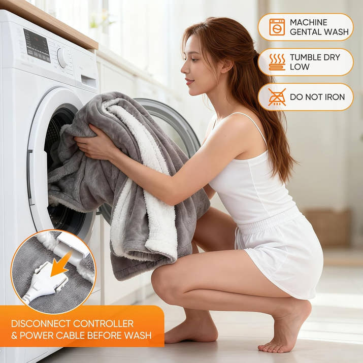 Electric Blanket Heated Throw Over Luxurious Fleece Washable Digital Controller — view 5