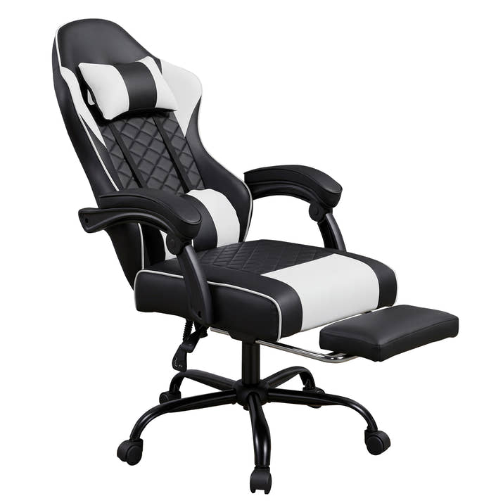 Racing Style Gaming Chair With Footrest,PU Leather,Massage Lumbar Support,Reclining,360degree  Swivel Seater Adjustable Height — view 6