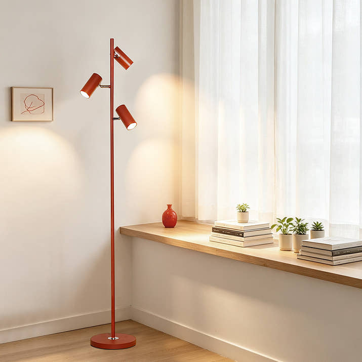 Three-head Floor Lamp With A Sunset-inspired Ambiance By The Sofa — view 2