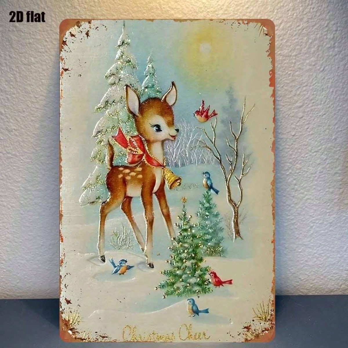 Rustic Iron Metal Wall Sign, Winter Reindeer Snowy Woods Christmas Wall Art — view 5