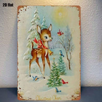 Rustic Iron Metal Wall Sign, Winter Reindeer Snowy Woods Christmas Wall Art — view 5