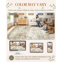 5x7 Washable Area Rug, Soft Non Slip Carpet For Bedroom Living Room Beige Distressed Abstract Modern Farmhouse Rug, Spill Stain Resistant Low — view 3