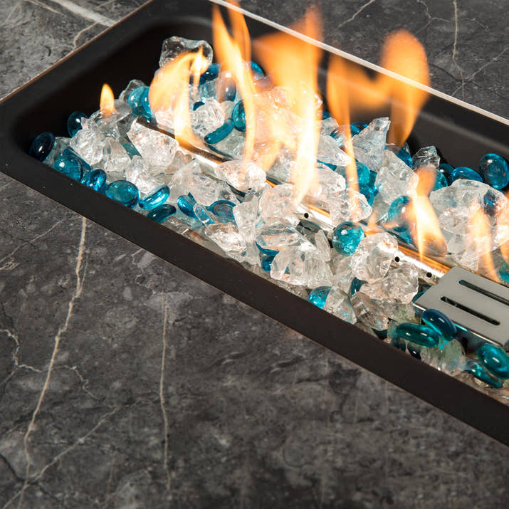 Outdoor Fire Table  Propane  Fire Pit Rattan gas fire table, gas fire table with tile tabletop — view 3