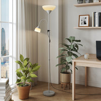 LED Floor Lamp, Suitable For Living Rooms, 180cm High, Mother And Child Shaped Upward Facing Spotlight, With Adjustable Gooseneck Arm, Color Temperature 3000K-4500K-6500K, Silver — view 3