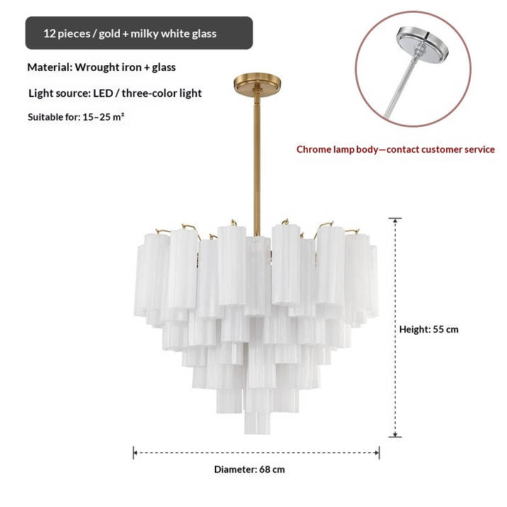 French-style Villa Vintage-style Staircase Hall Glass Chandelier — view 5