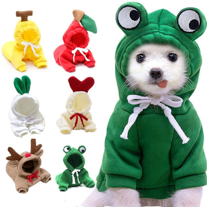 Cute Fruit Dog Hoodie – Warm Fleece Pet Clothes for Small Dogs & Puppies