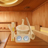 Sauna Equipment Kit 4L Wooden Bucket Premium Ladle Thermometer Sand Timer