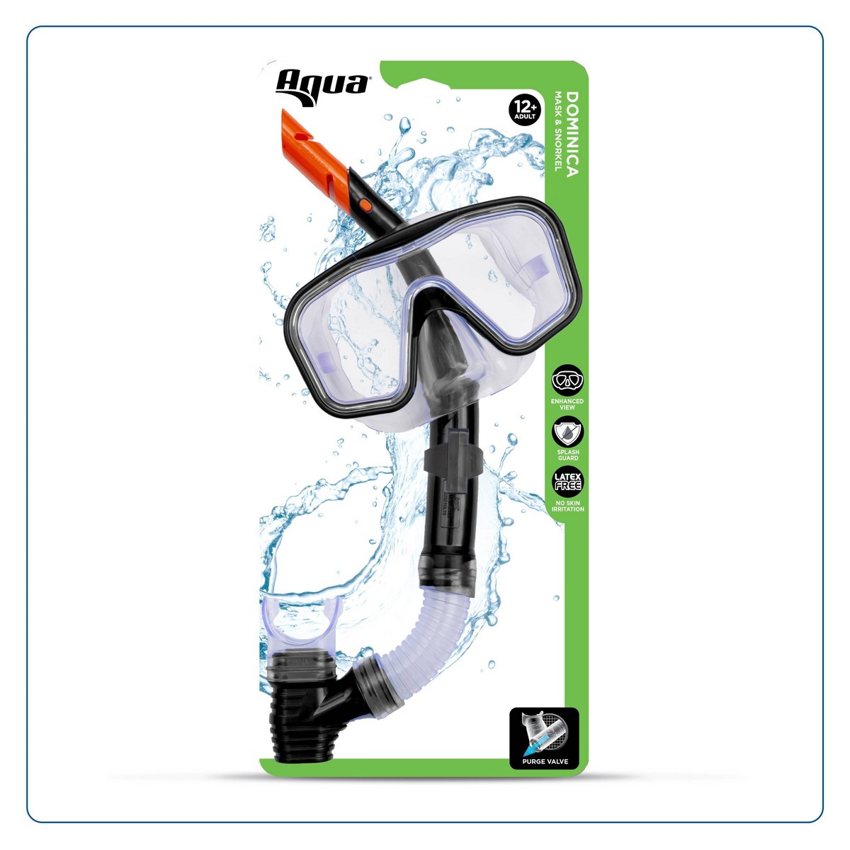 Aqua Leisure DOMINICA Adult Snorkel Mask Combo - Black - photo 2
