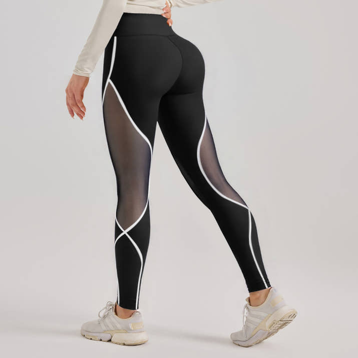 Color Block Mesh High-Waist Yoga Pants