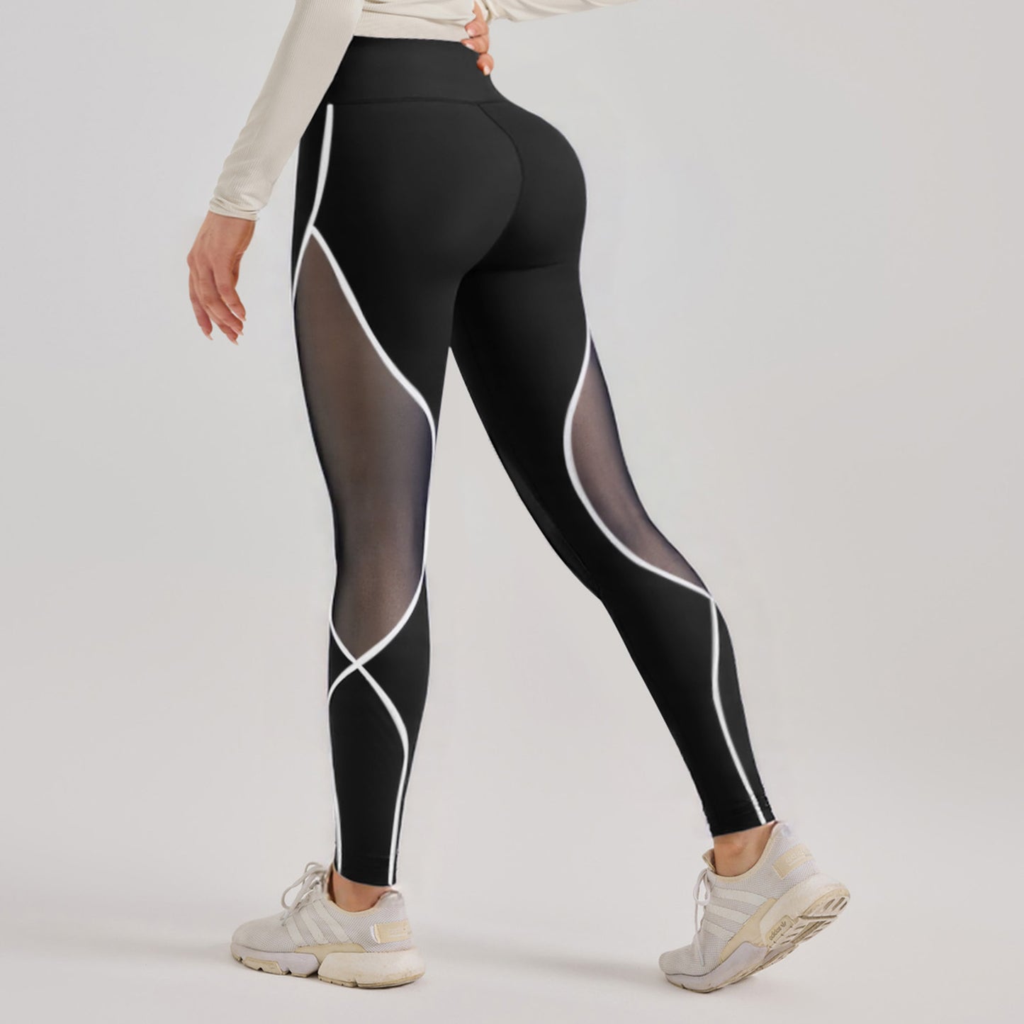 Color Block Mesh High-Waist Yoga Pants