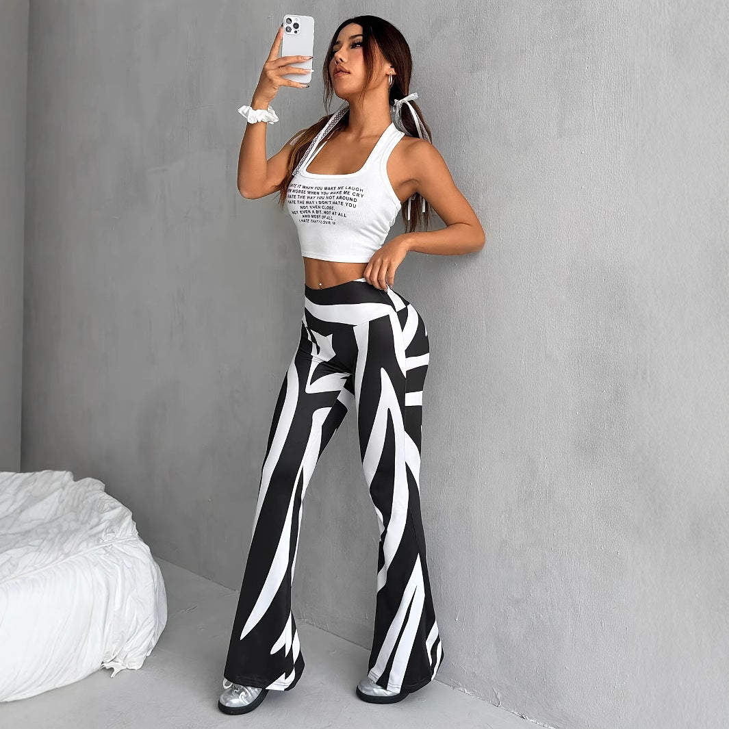 High-Waist Zebra Flare Leggings
