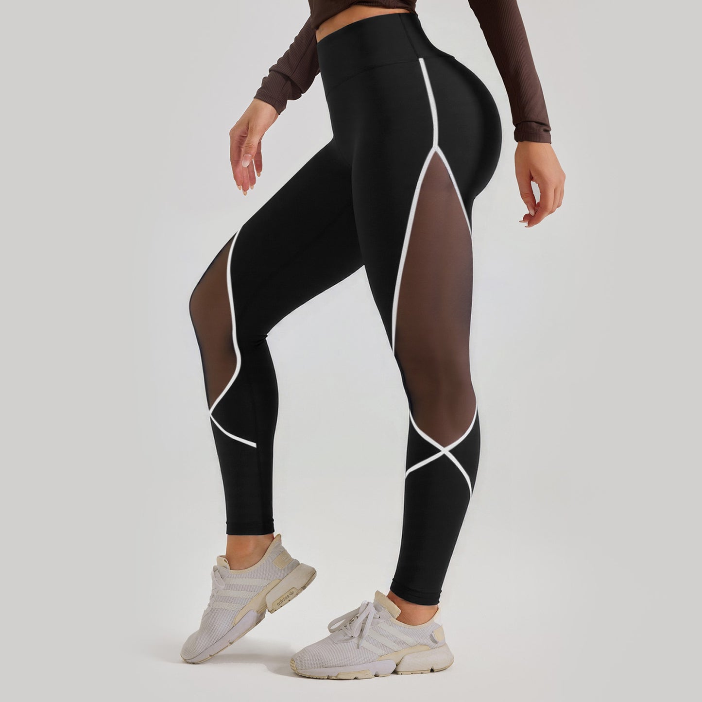 Color Block Mesh High-Waist Yoga Pants