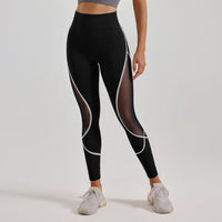 Color Block Mesh High-Waist Yoga Pants