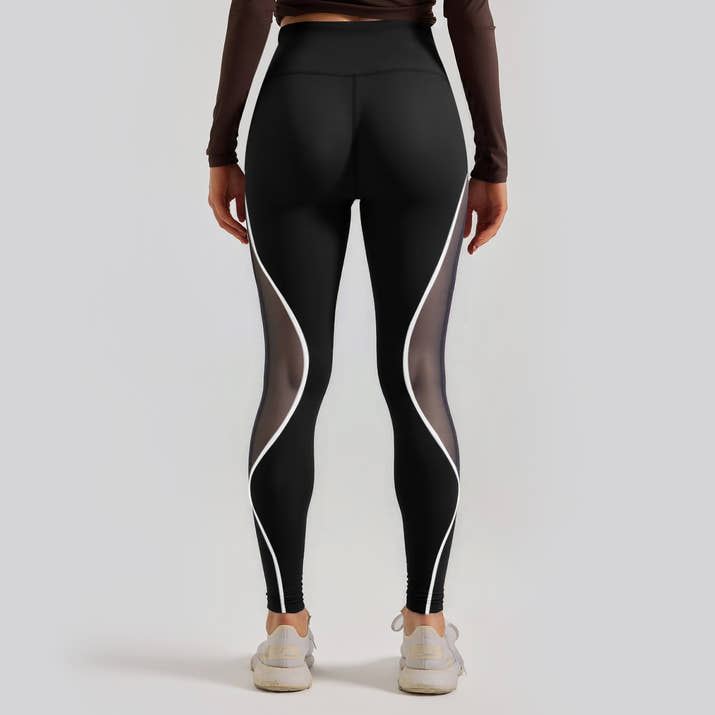 Color Block Mesh High-Waist Yoga Pants