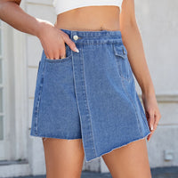 Slim Fit Denim Skirt — Casual Cut Edge Mini Skirt