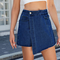 Slim Fit Denim Skirt — Casual Cut Edge Mini Skirt
