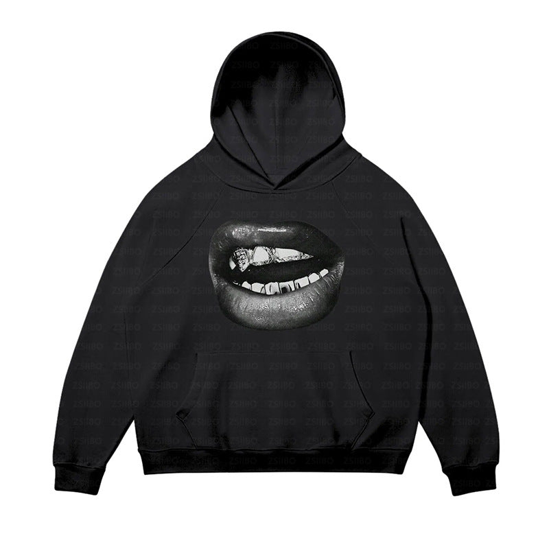 Retro Lip Print Hoodie