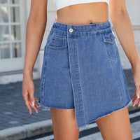 Slim Fit Denim Skirt — Casual Cut Edge Mini Skirt
