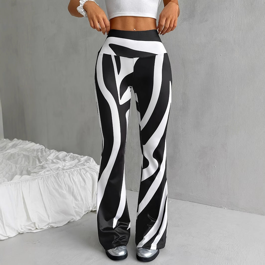 High-Waist Zebra Flare Leggings