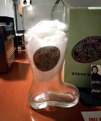 Full Send Steve Will Do It glass beer boot — Steve Will Do It emblem close-up