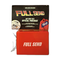 Full Send gold money clip — closed box with tag and May 2021 drop card