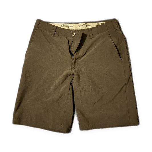 Ben Hogan olive performance golf shorts — front
