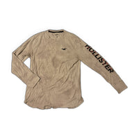 Hollister long sleeve logo tee — front with sleeve logo