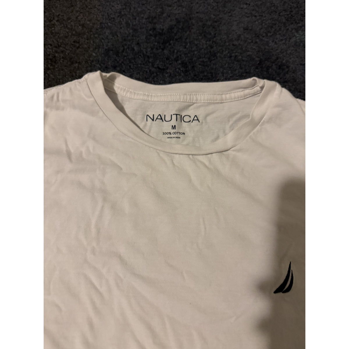 Nautica white long sleeve tee — neck label