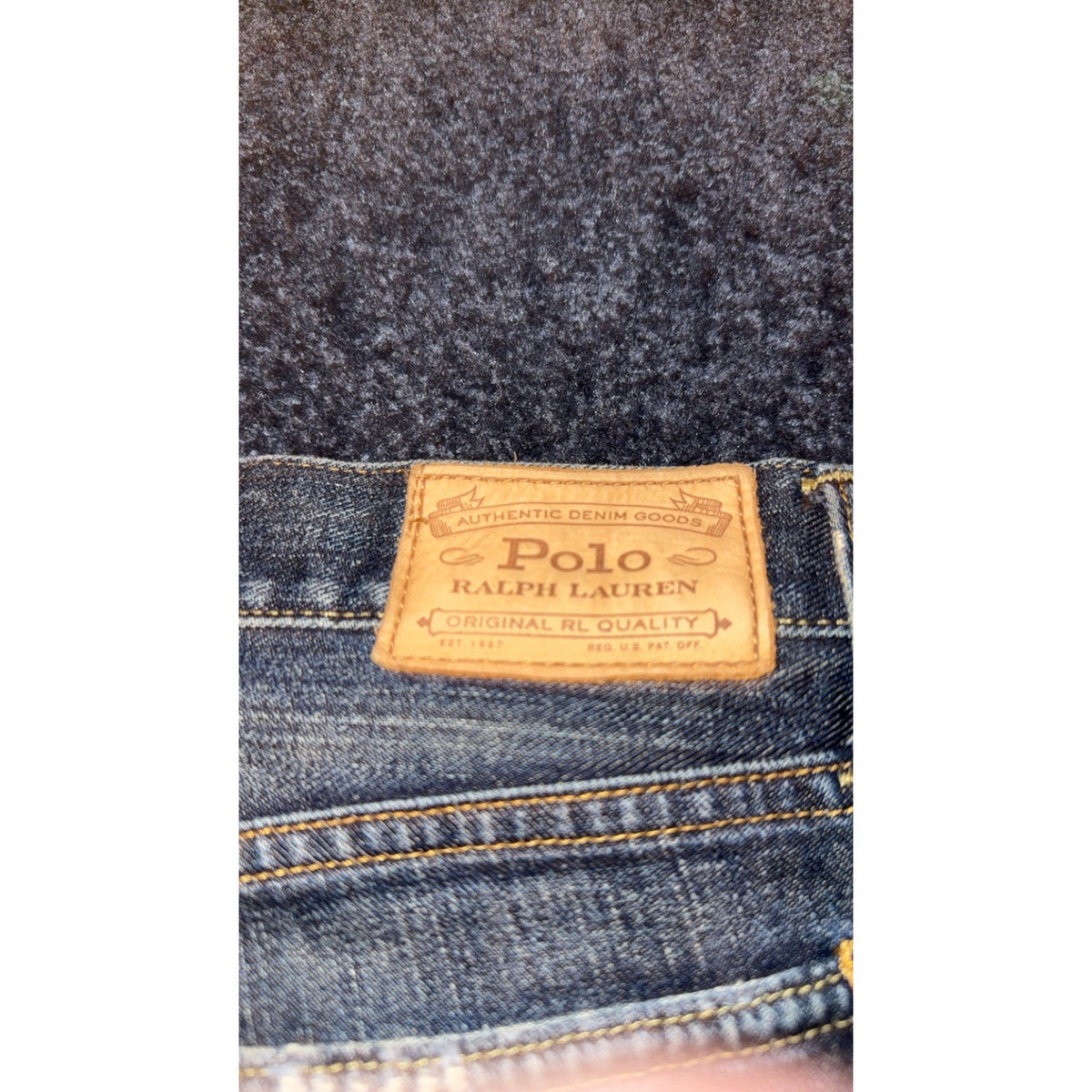 Polo Ralph Lauren patchwork repaired jeans — Polo leather back patch