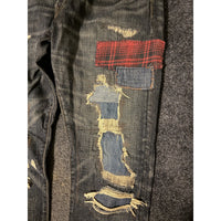 Polo Ralph Lauren patchwork repaired jeans — plaid patch detail