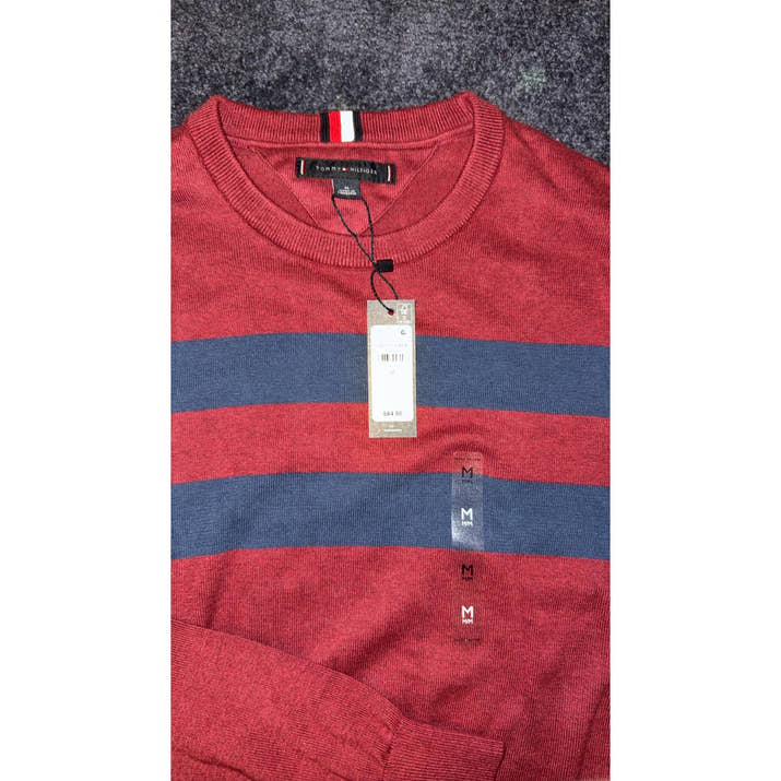 Tommy Hilfiger red striped crewneck sweater — price tag