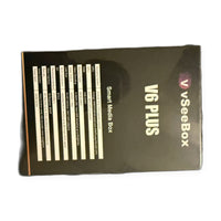 vSeeBox V6 Plus smart media box — sealed box side, actual unit