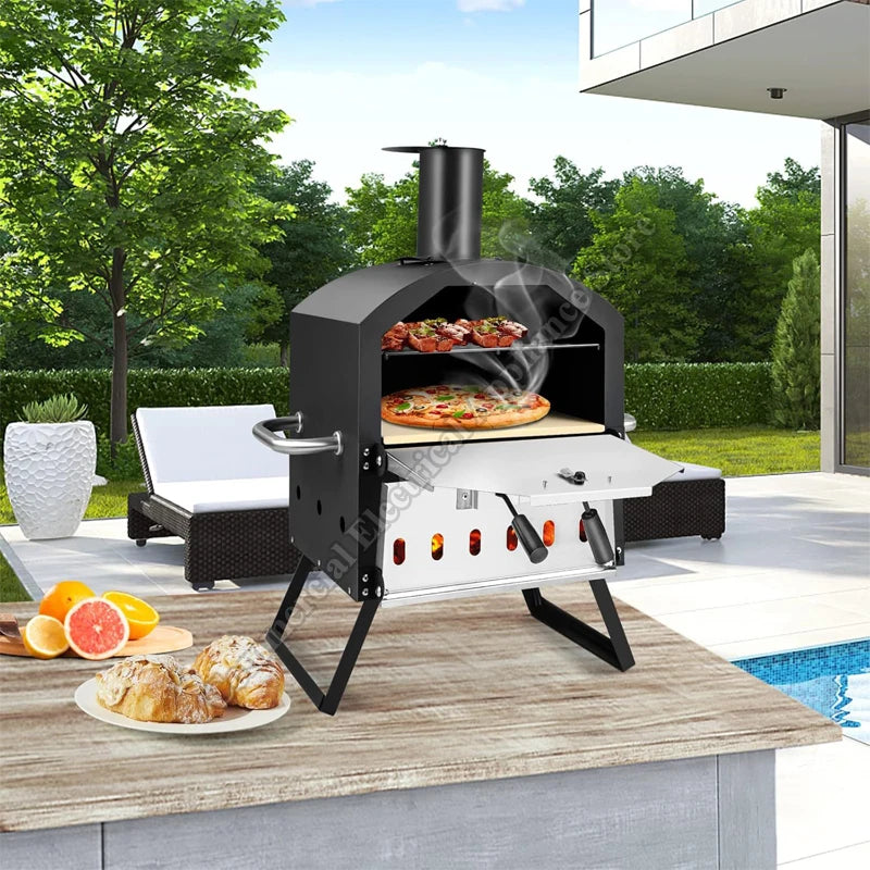 12-Inch Pizza Oven Stainless Steel Outdoor Wood Fire Pizza Pizza Bbq Baking Oven