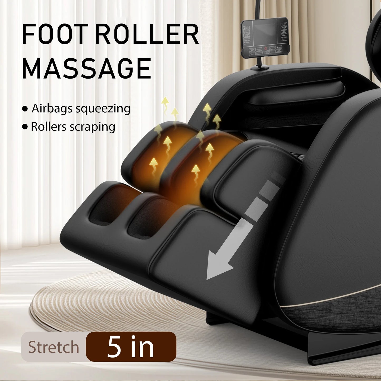 Zero Gravity Full Body Massage Chair With Heating, Airbags, Foot Roller &