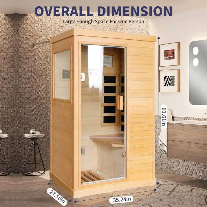 Far Infrared Sauna Home Saunas Room 800W/110V Low-Emf Canadian Hemlock Wood Indoor Dry For With Control Panel