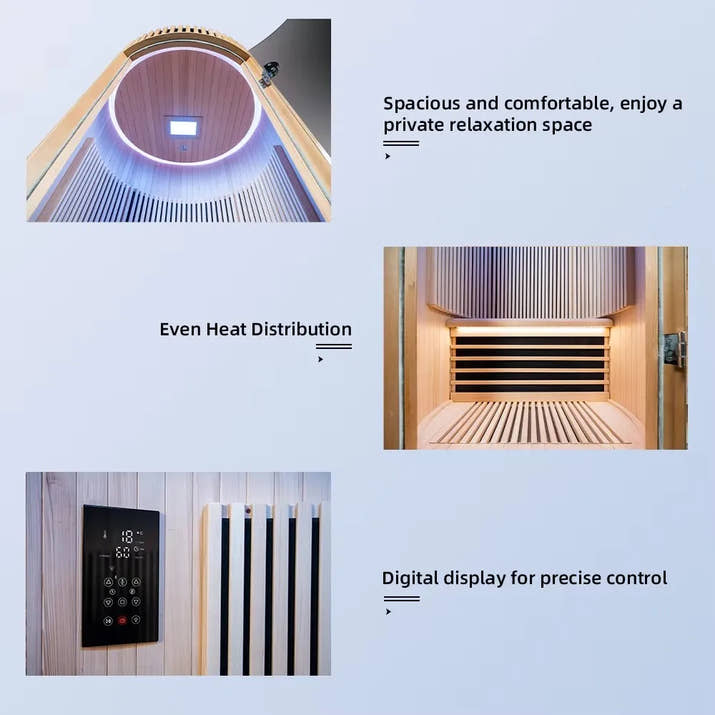 Traditional Sauna Room 1 Person Dome Solid Wood Usb Charging With Computer