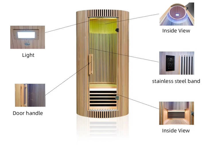 Traditional Sauna Room 1 Person Dome Solid Wood Usb Charging With Computer