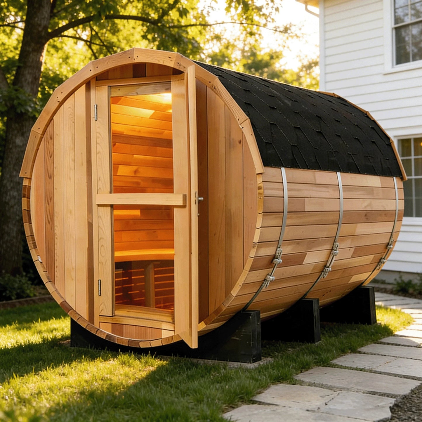 Factory Customized Outdoor Panoramic Sauna Room Round Steam Room Anti