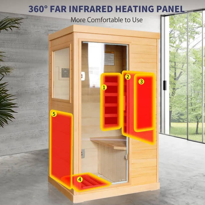 Far Infrared Sauna Home Saunas Room 800W/110V Low-Emf Canadian Hemlock Wood Indoor Dry For With Control Panel