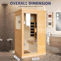 Far Infrared Sauna Home Saunas Room 800W/110V Low-Emf Canadian Hemlock Wood Indoor Dry For With Control Panel