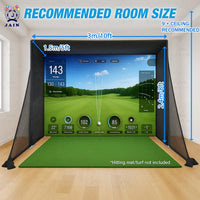 Golf Simulator Enclosure With Impact Screen Aluminum Frame And Hitting Net