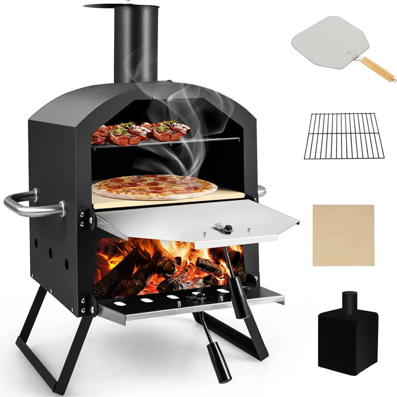 12-Inch Pizza Oven Stainless Steel Outdoor Wood Fire Pizza Pizza Bbq Baking Oven