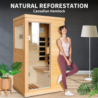 Far Infrared Sauna Home Saunas Room 800W/110V Low-Emf Canadian Hemlock Wood Indoor Dry For With Control Panel