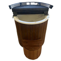 Outdoor Wooden Ice Bath Tub Cold Plunge Barrel Built In