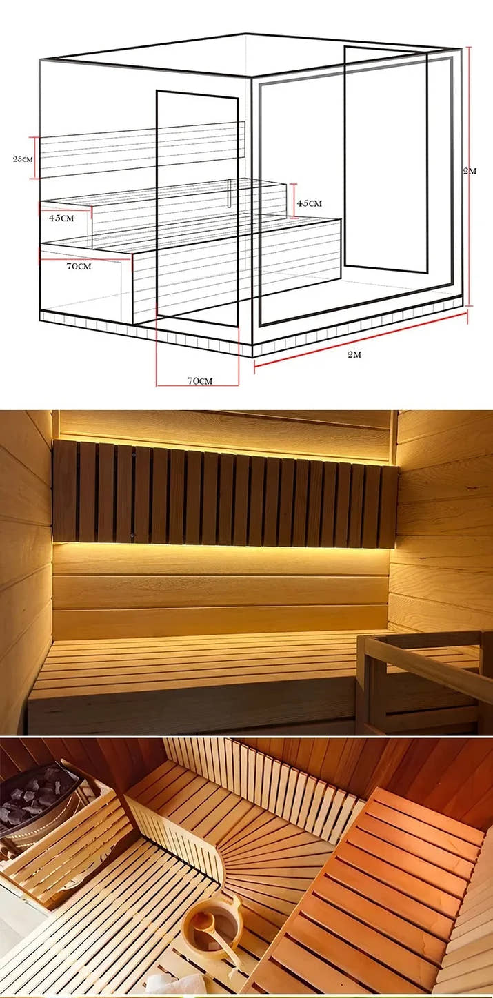 Custom Outdoor Square Sauna Room With Traditional Design Steam Room For