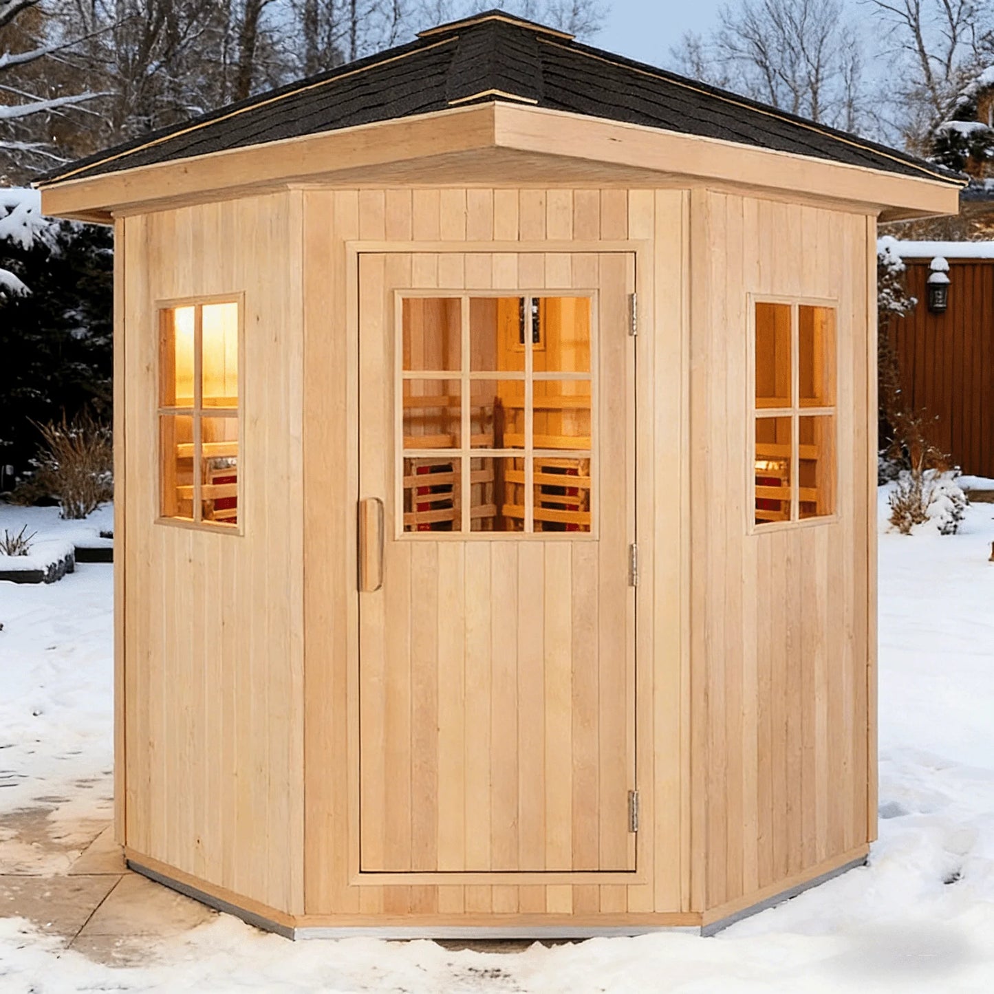 Factory Customized Outdoor Panoramic Sauna Room Round Steam Room Anti