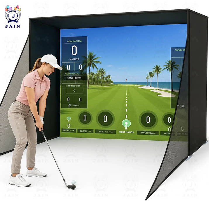 Golf Simulator Enclosure With Impact Screen Aluminum Frame And Hitting Net
